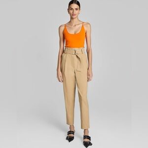 A.L.C. Diego Pant in Sand High-Waisted Pleated Pants with Belt 0 NWT $398